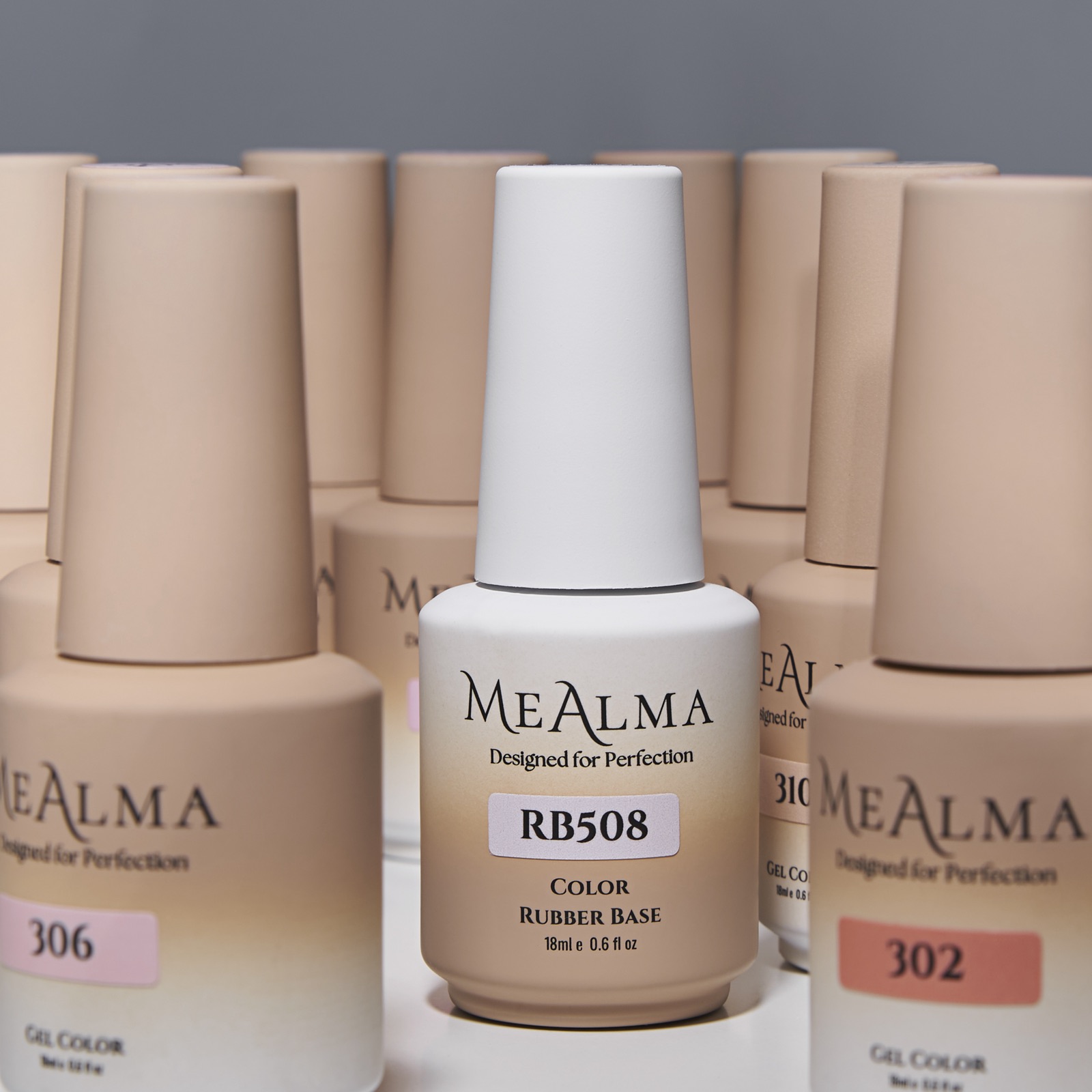 בקבוקוני לק ג׳ל MeAlma — מי אלמה, קולקציית Color Rubber Base